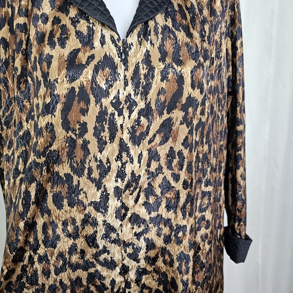 Vintage Kathleen Usherwood Leopard Print House Coat House Dress Caftan Mumu Sm